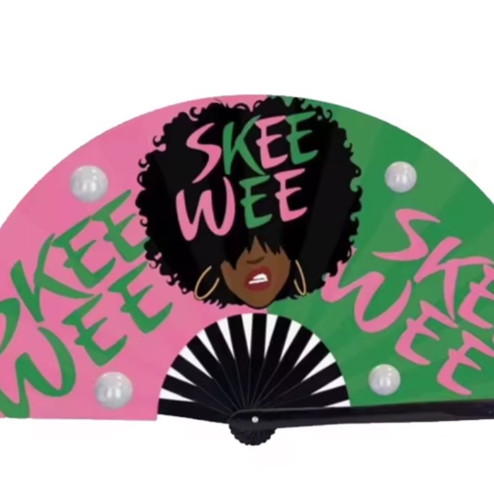 Skee Wee Pink and Green Hand Fan AKA